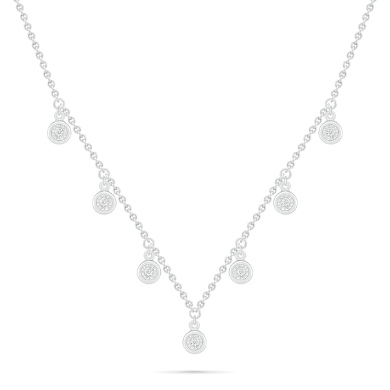 0.085 CT. T.W. Diamond Circle Station Necklace in Sterling Silver