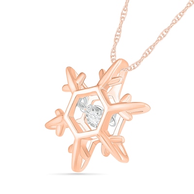 Unstoppable Love™ Diamond Accent Solitaire Snowflake Pendant in Sterling Silver with 14K Rose Gold Plate