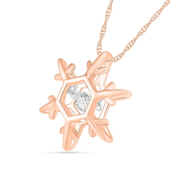 Unstoppable Love™ Diamond Accent Solitaire Snowflake Pendant in Sterling Silver with 14K Rose Gold Plate