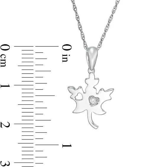 Diamond Accent Solitaire Maple Leaf Pendant in Sterling Silver