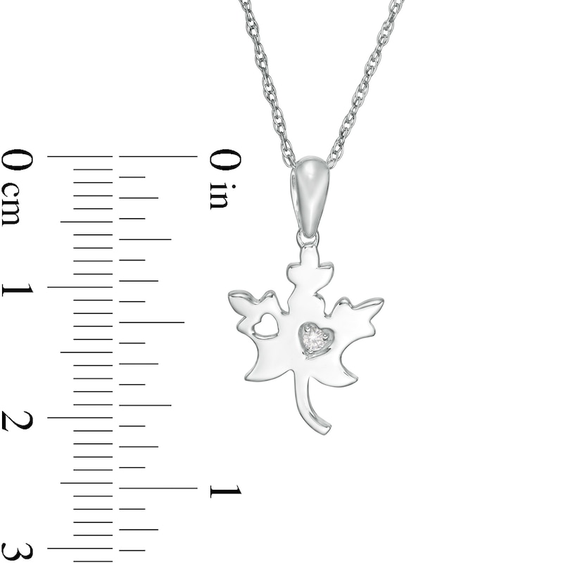 Diamond Accent Solitaire Maple Leaf Pendant in Sterling Silver