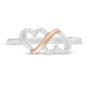 Thumbnail Image 3 of 0.10 CT. T.W. Diamond Double Heart Loop Ring in Sterling Silver and 10K Rose Gold - Size 7