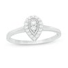 Thumbnail Image 0 of 0.16 CT. T.W. Diamond Teardrop-Shaped Vintage-Style Promise Ring in 10K White Gold