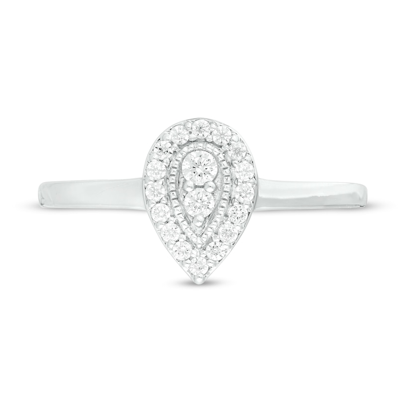 0.16 CT. T.W. Diamond Teardrop-Shaped Vintage-Style Promise Ring in 10K White Gold