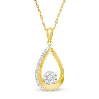 0.20 CT. T.W. Composite Diamond Teardrop-Shaped Pendant in 10K Gold