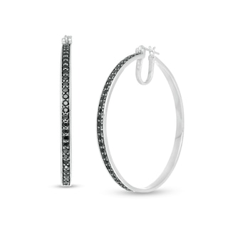 2.00 CT. T.W. Black Diamond Hoop Earrings in Sterling Silver