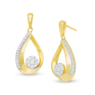 0.25 CT. T.W. Composite Diamond Teardrop-Shaped Drop Earrings in 10K Gold