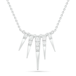 0.18 CT. T.W. Diamond Graduated Spike Necklace in Sterling Silver