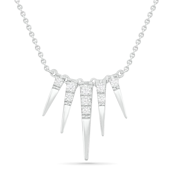 0.18 CT. T.W. Diamond Graduated Spike Necklace in Sterling Silver