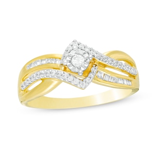 0.25 CT. T.W. Diamond Double Row Bypass Ring in 10K Gold