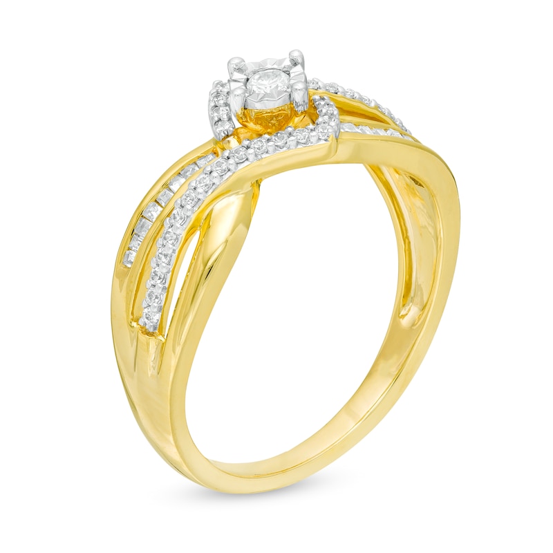 0.25 CT. T.W. Diamond Double Row Bypass Ring in 10K Gold