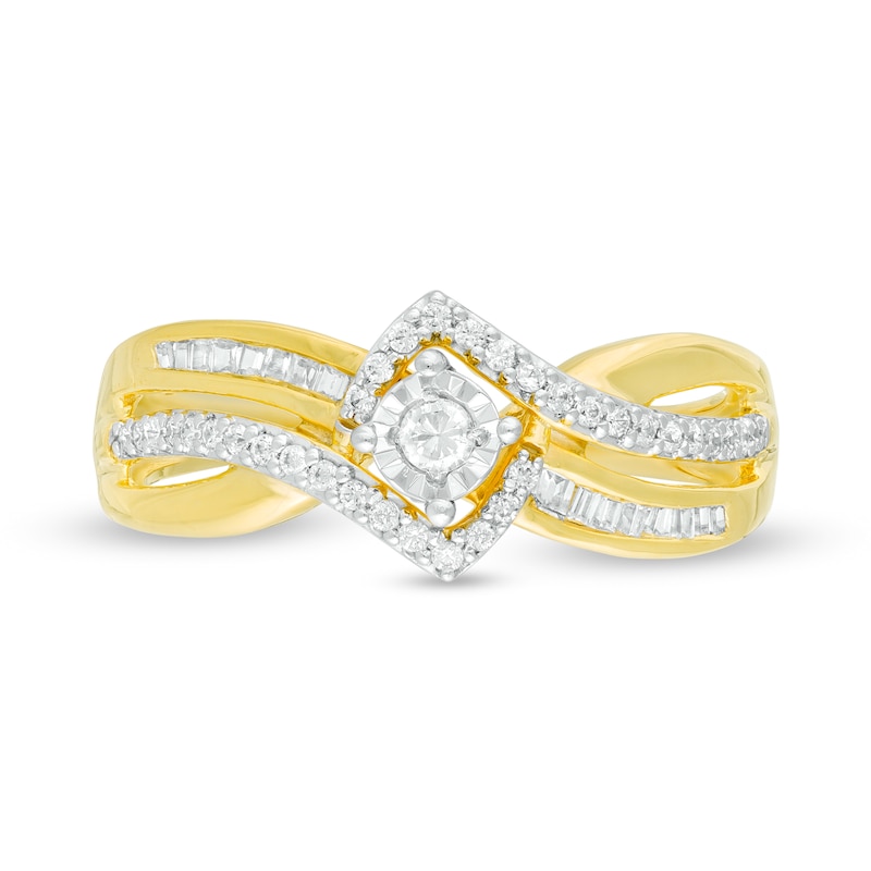 0.25 CT. T.W. Diamond Double Row Bypass Ring in 10K Gold|Peoples Jewellers