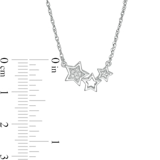 Diamond Accent Triple Star Necklace in Sterling Silver