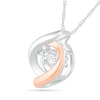 Unstoppable Love™ 0.04 CT. Diamond Solitaire Swirl Pendant in Sterling Silver and 10K Rose Gold