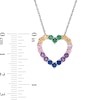 Simulated Multi-Colour Sapphire Heart Outline Pendant in Sterling Silver