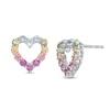 Thumbnail Image 0 of Simulated Light Multi-Colour Sapphire Heart Outline Stud Earrings in Sterling Silver