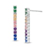Thumbnail Image 0 of Simulated Multi-Colour Sapphire Duos Linear Bar Drop Earrings in Sterling Silver