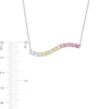 Simulated Light Multi-Colour Sapphire Horizontal Wave Bar Necklace in Sterling Silver