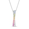 Simulated Light Multi-Colour Sapphire Duos Criss-Cross Pendant in Sterling Silver