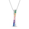 Simulated Multi-Colour Sapphire Duos Criss-Cross Pendant in Sterling Silver