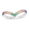 Thumbnail Image 0 of Simulated Multi-Colour Sapphire Chevron Ring in Sterling Silver