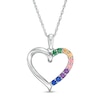 Thumbnail Image 0 of Simulated Multi-Colour Sapphire Duos Loop Heart Outline Pendant in Sterling Silver