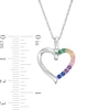 Thumbnail Image 2 of Simulated Multi-Colour Sapphire Duos Loop Heart Outline Pendant in Sterling Silver