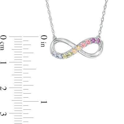 Simulated Light Multi-Colour Sapphire Duos Infinity Necklace in Sterling Silver