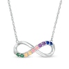 Thumbnail Image 0 of Simulated Multi-Colour Sapphire Duos Infinity Necklace in Sterling Silver