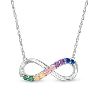 Simulated Multi-Colour Sapphire Duos Infinity Necklace in Sterling Silver