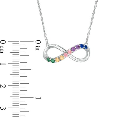 Simulated Multi-Colour Sapphire Duos Infinity Necklace in Sterling Silver