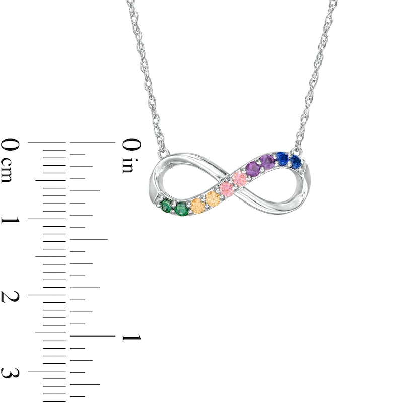 Simulated Multi-Colour Sapphire Duos Infinity Necklace in Sterling Silver
