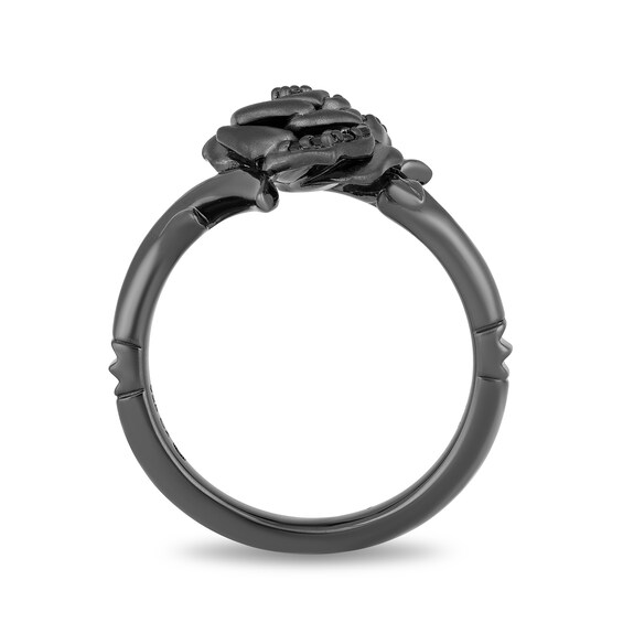 Enchanted Disney Villains Maleficent 0.085 CT. T.W. Black Diamond Ring in Sterling Silver and Black Rhodium - Size 7