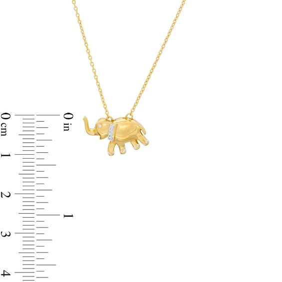 Diamond Accent Elephant Pendant in Sterling Silver with 14K Gold Plate