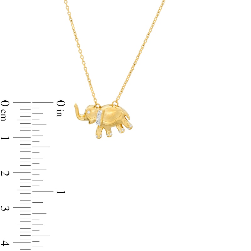 Diamond Accent Elephant Pendant in Sterling Silver with 14K Gold Plate