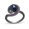 Enchanted Disney Villains Ursula Freshwater Cultured Pearl, Amethyst and 0.23 CT. T.W. Diamond Ring in Sterling Silver