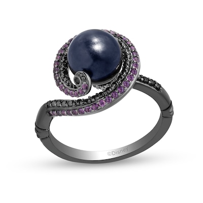 Enchanted Disney Villains Ursula Freshwater Cultured Pearl, Amethyst and 0.23 CT. T.W. Diamond Ring in Sterling Silver