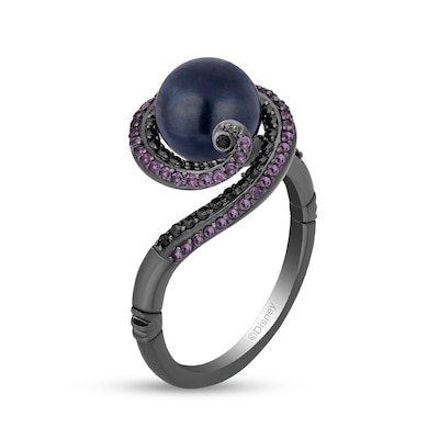 Enchanted Disney Villains Ursula Freshwater Cultured Pearl, Amethyst and 0.23 CT. T.W. Diamond Ring in Sterling Silver