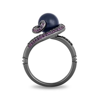 Enchanted Disney Villains Ursula Freshwater Cultured Pearl, Amethyst and 0.23 CT. T.W. Diamond Ring in Sterling Silver