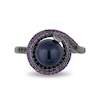 Enchanted Disney Villains Ursula Freshwater Cultured Pearl, Amethyst and 0.23 CT. T.W. Diamond Ring in Sterling Silver