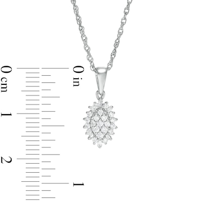 0.20 CT. T.W. Composite Diamond Marquise Sunburst Frame Pendant in Sterling Silver