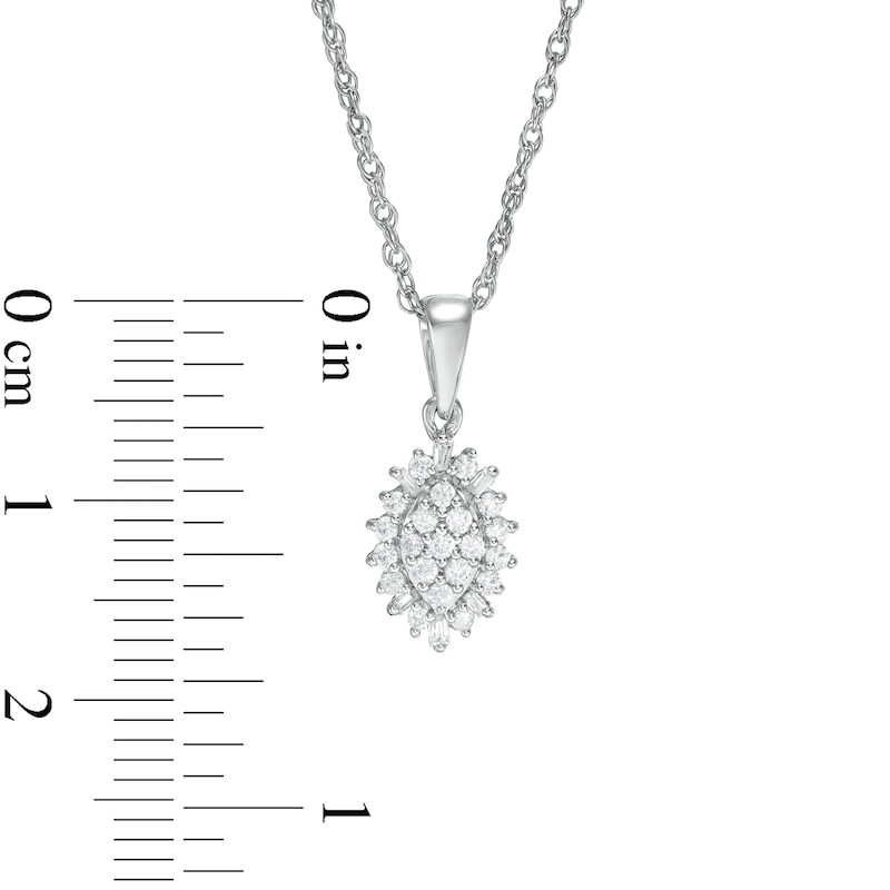 0.20 CT. T.W. Composite Diamond Marquise Sunburst Frame Pendant in Sterling Silver|Peoples Jewellers