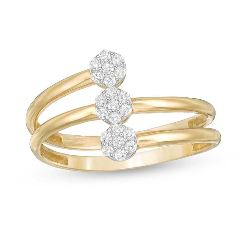0.14 CT. T.W. Composite Diamond Triple Circle Wrap Ring in 10K Gold|Peoples Jewellers