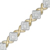 0.20 CT. T.W. Diamond Tilted Square "X" Link Bracelet in Sterling Silver and 10K Gold - 7.25"