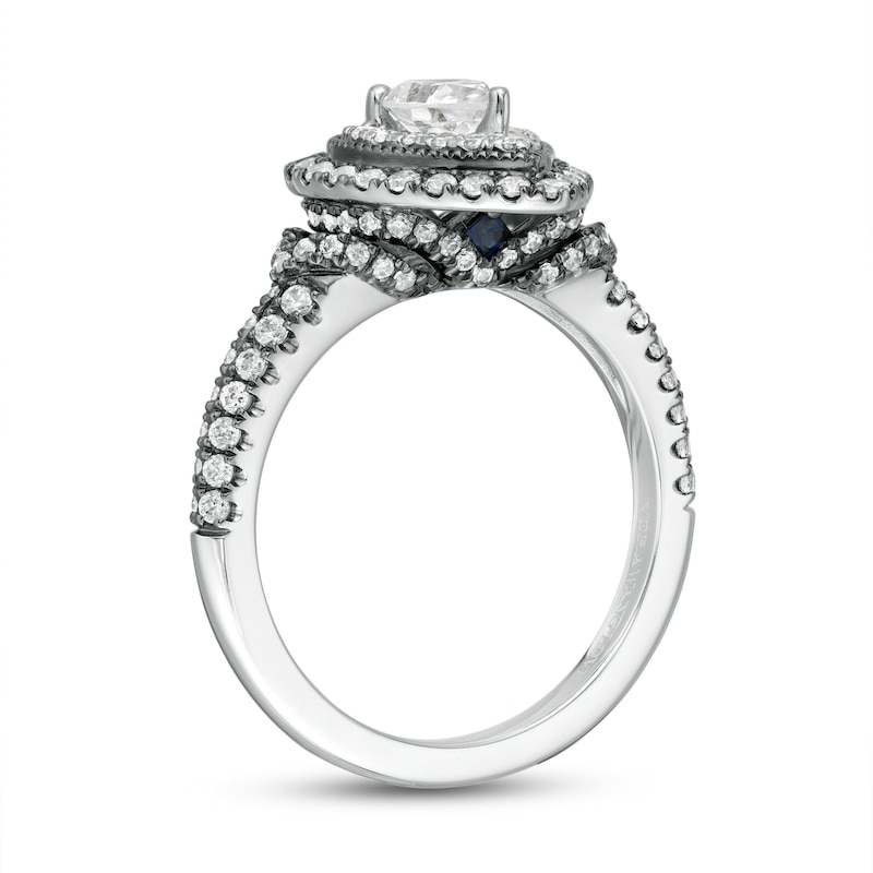 Vera Wang Love Collection 1.18 CT. T.W. Pear-Shaped Diamond Frame Engagement Ring in 14K White Gold and Black Rhodium