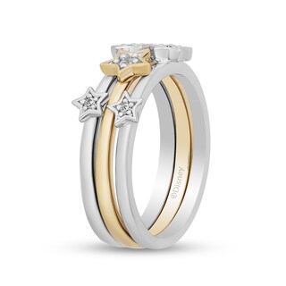 Enchanted Disney Tinker Bell 0.085 CT. T.W. Diamond Star Three Piece Stackable Band Set in Sterling Silver and 10K Gold