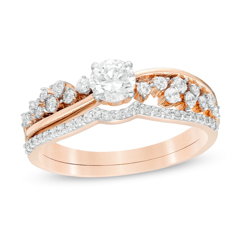 0.58 CT. T.W. Diamond Double Row Bridal Set in 10K Rose Gold|Peoples Jewellers