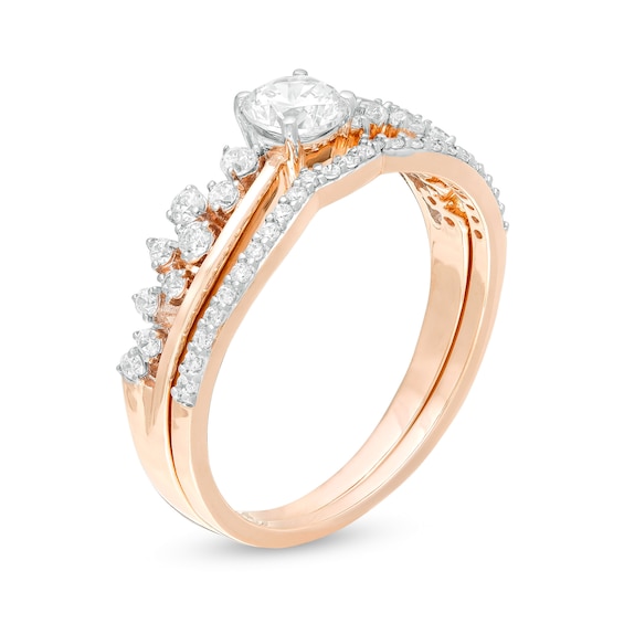 0.58 CT. T.W. Diamond Double Row Bridal Set in 10K Rose Gold