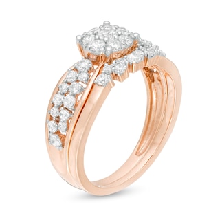 0.69 CT. T.W. Composite Diamond Bridal Set in 10K Rose Gold