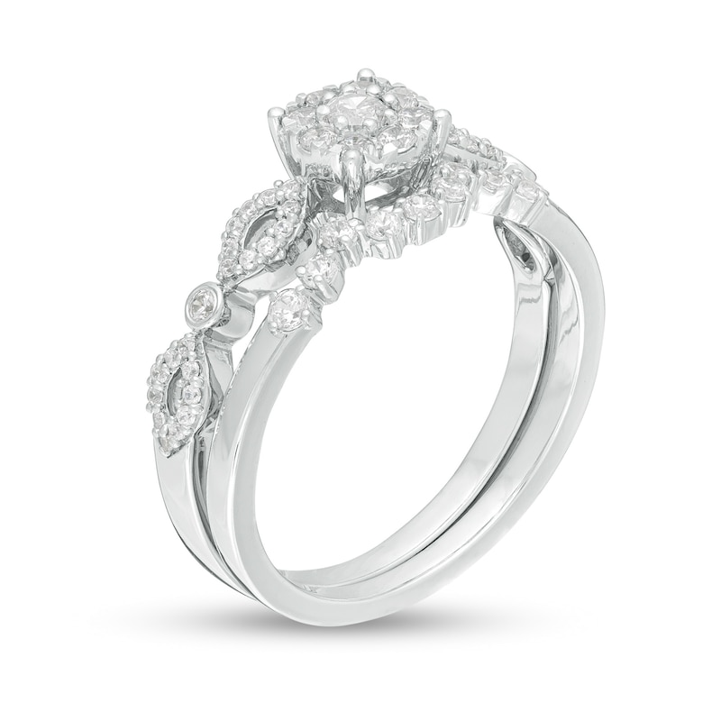 0.45 CT. T.W. Composite Diamond Art Deco Bridal Set in 10K White Gold|Peoples Jewellers